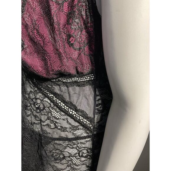 cacique lingerie Babydoll Dress And Thong Panties Black Lace Size 18/20 Sexy - Picture 4 of 9